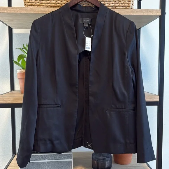 NWT J. Crew Black Going Out Blazer Gramercy Twill Open Front BK027, 8 - Picture 5 of 9